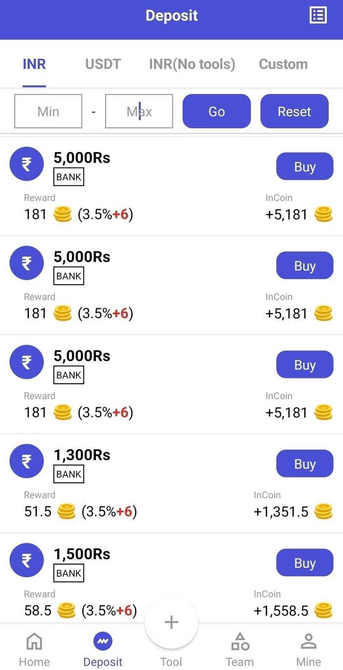 IncoinPay INR Deposit